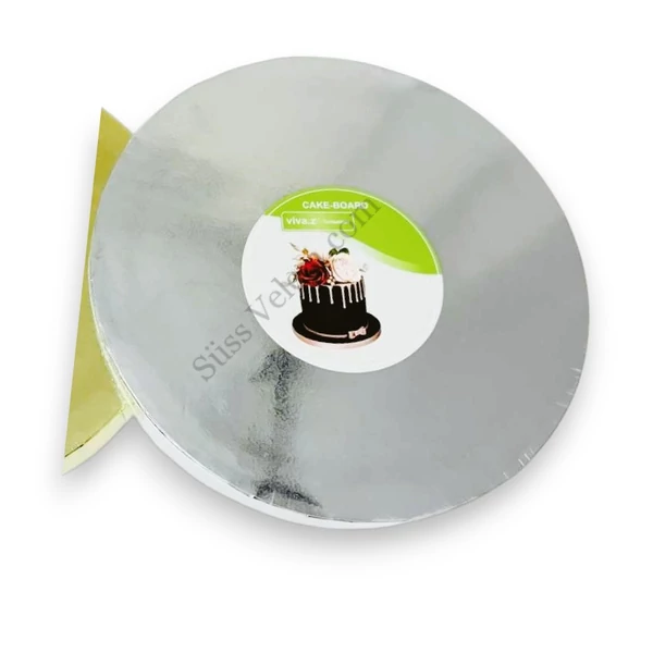 Tortadob ezüst színű 25 cm vastag (27mm)