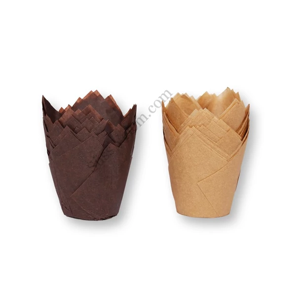 Tulipán alakú barna elegáns muffin papír nagy méretű 100 db