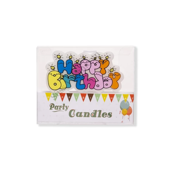 Vidám színes Happy Birthday felirat tortagyertya