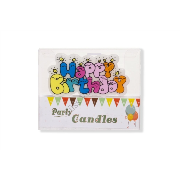 Vidám színes Happy Birthday felirat tortagyertya