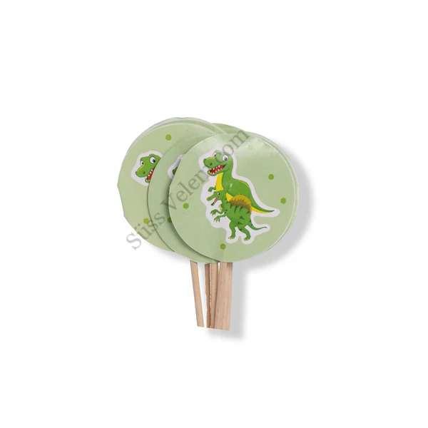 Zöld dínós 12 db muffin díszítő