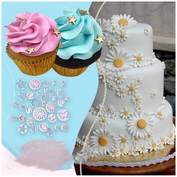 Tortadíszítő készlet, Tortadísz fondant forma (33 db)