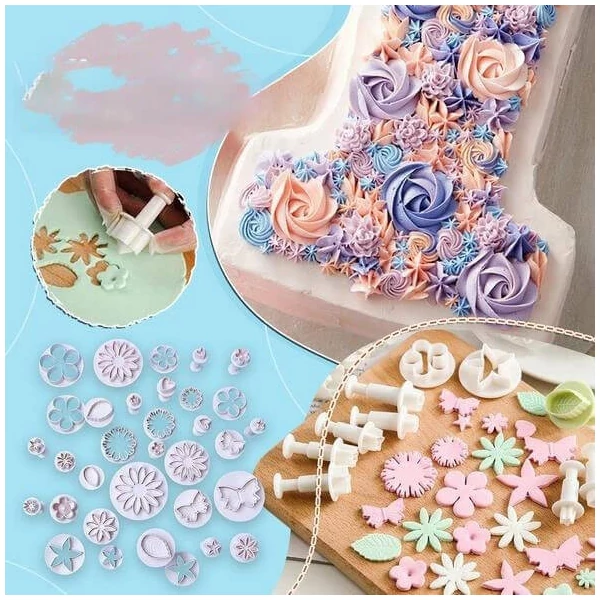 Tortadíszítő készlet, Tortadísz fondant forma (33 db)