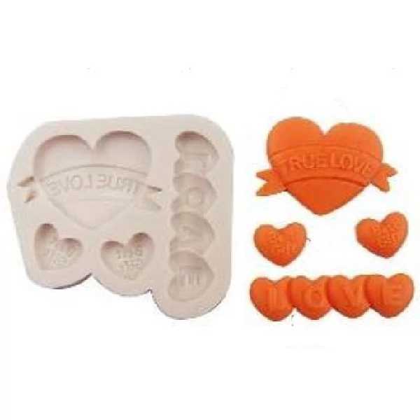 Feliratos szívek szilikon fondant formázó