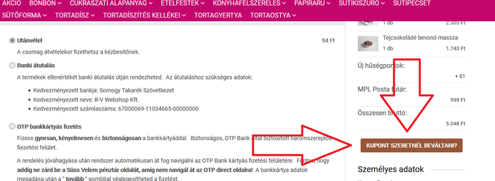 kuponbeváltás